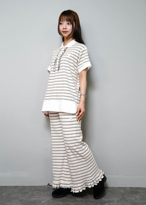 lucky clover stripe flare pants
