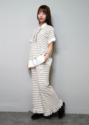 lucky clover stripe flare pants