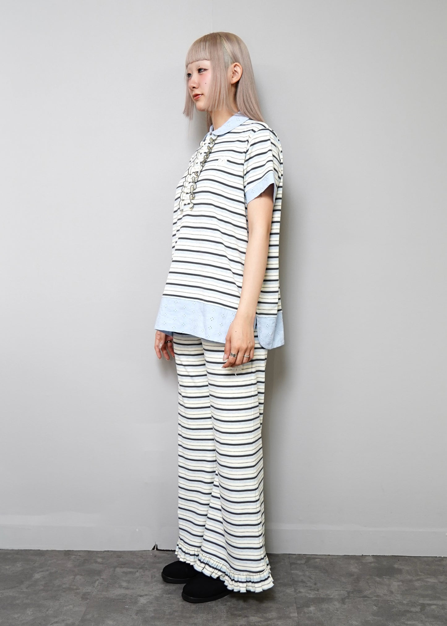 lucky clover stripe flare pants