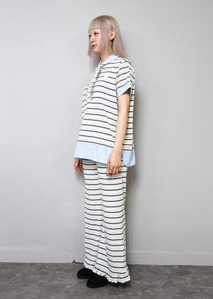 lucky clover stripe flare pants