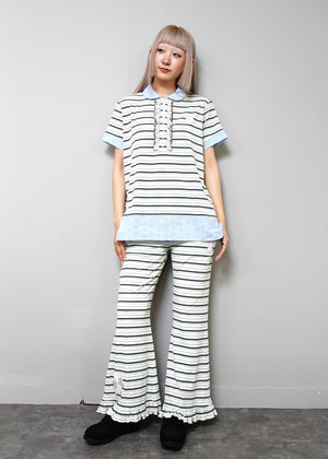 lucky clover stripe flare pants