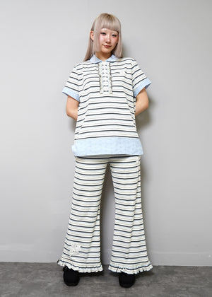 lucky clover stripe flare pants