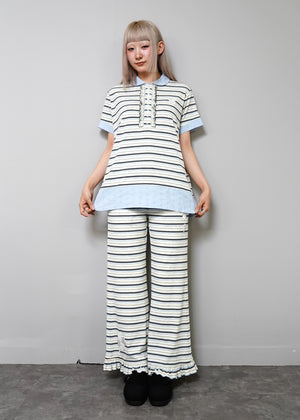 lucky clover stripe flare pants