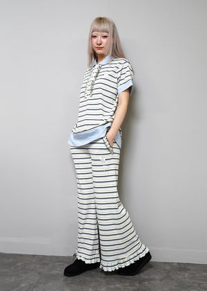 lucky clover stripe flare pants