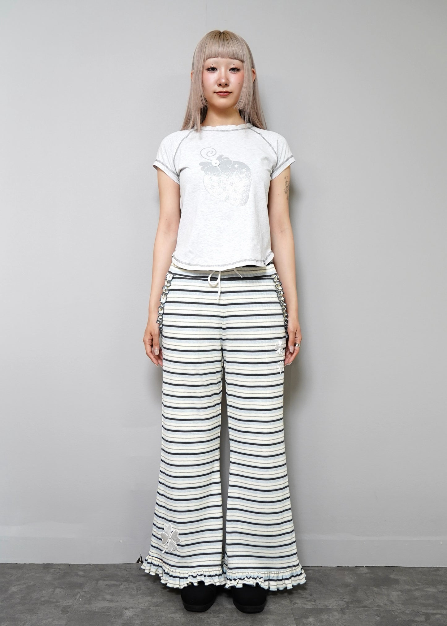 lucky clover stripe flare pants