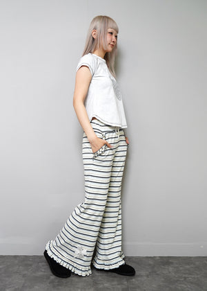 lucky clover stripe flare pants