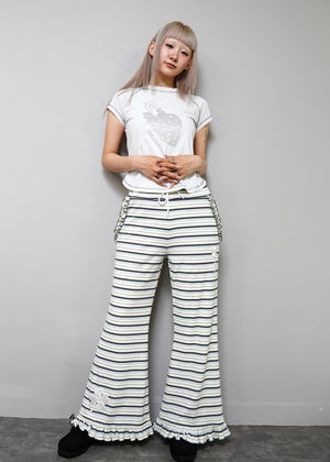 lucky clover stripe flare pants