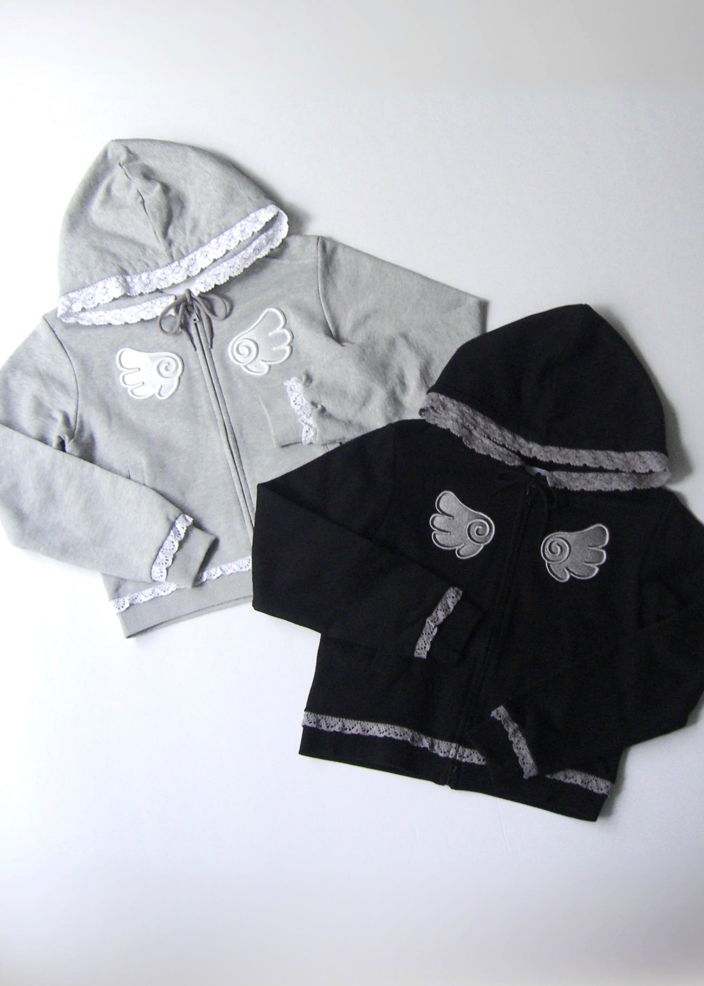 【予約販売】wings lace zip hoodie-GRAY