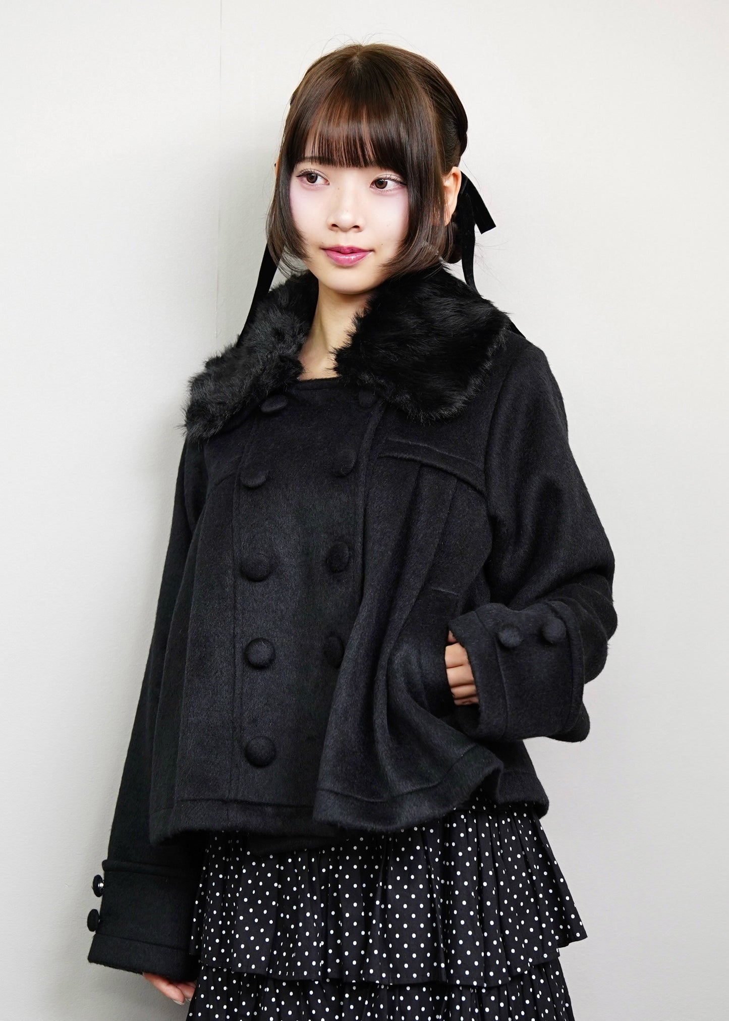 【新色黒追加発売】grace fur collar wool coat