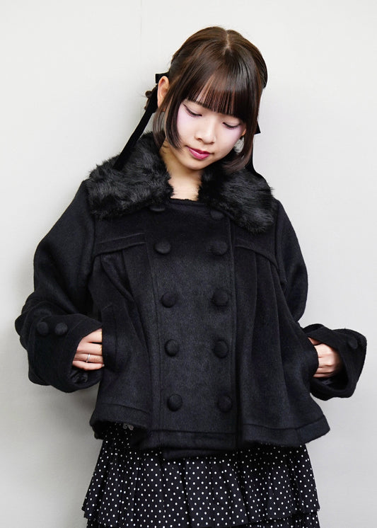 【新色黒追加発売】grace fur collar wool coat