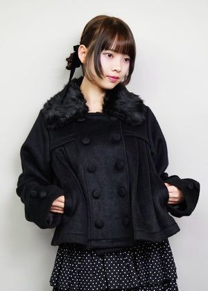 【新色黒追加発売】grace fur collar wool coat