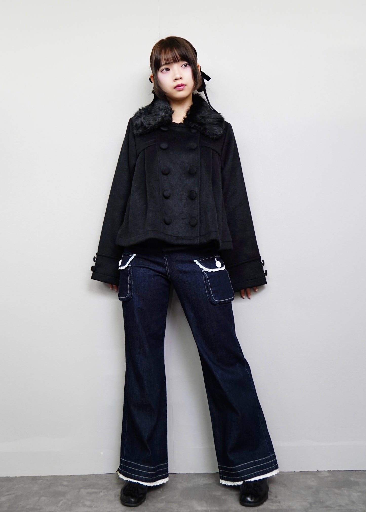 【新色黒追加発売】grace fur collar wool coat