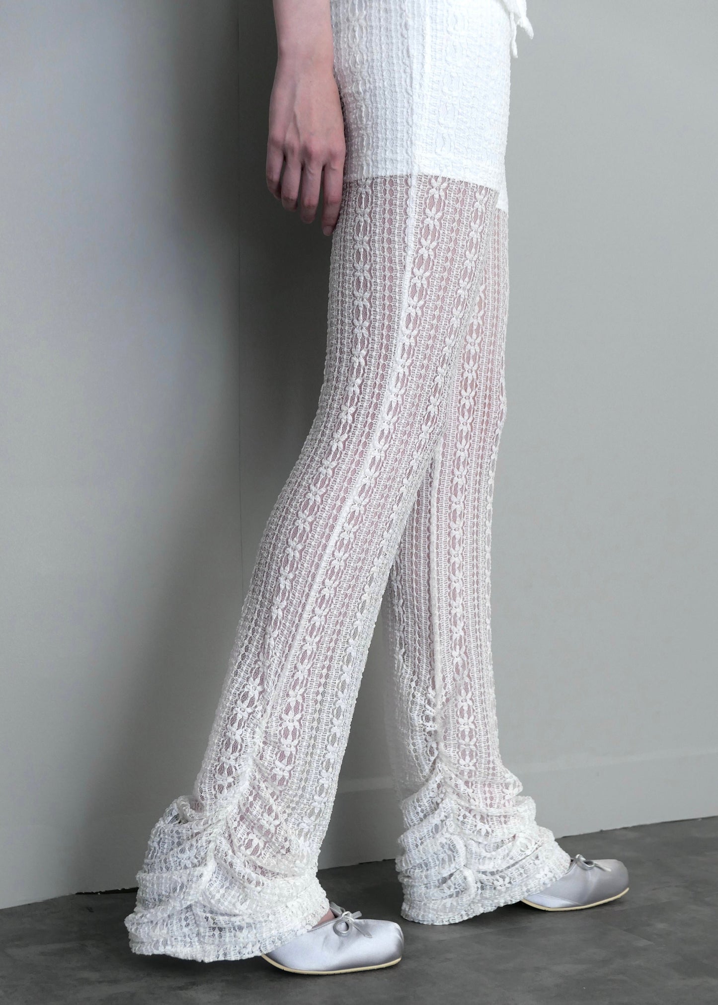 「want to be with lace」pants-WHITE