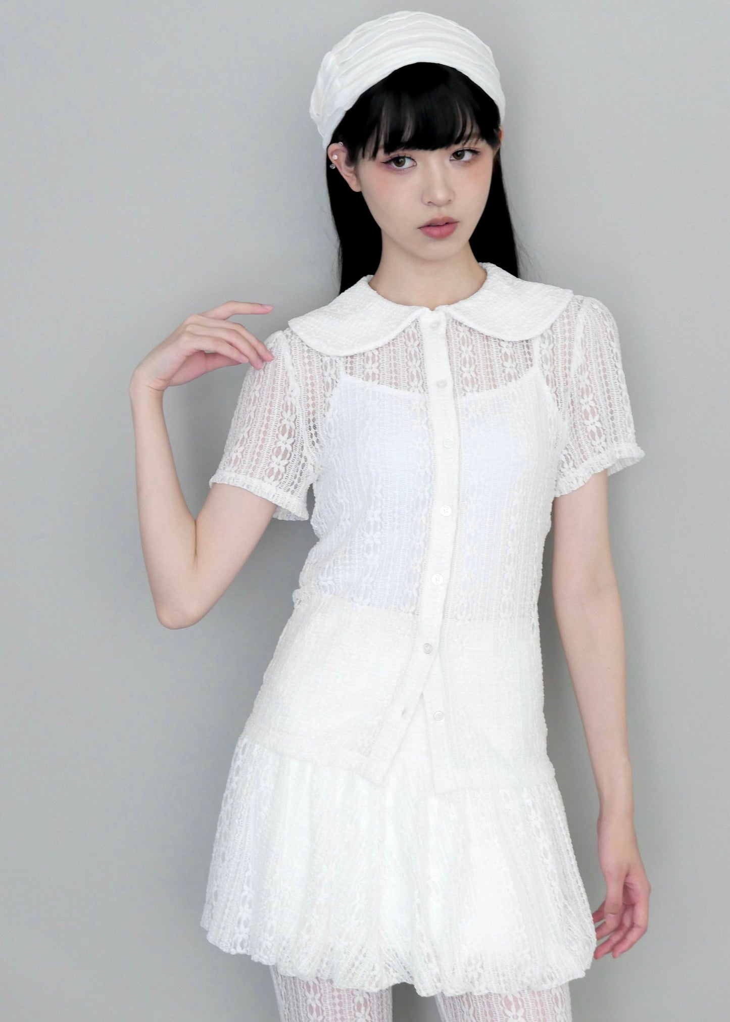 「want to be with lace」blouse-WHITE