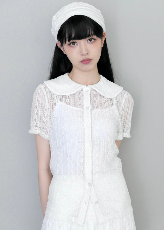 「want to be with lace」blouse-WHITE