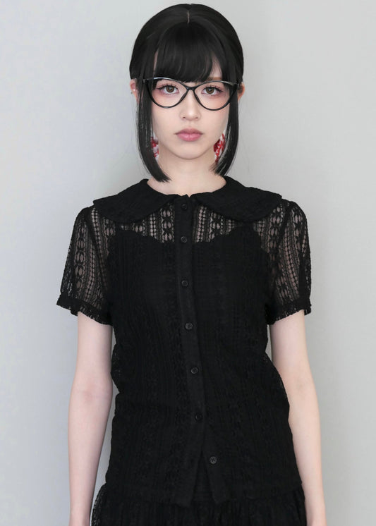 「want to be with lace」blouse-BLACK