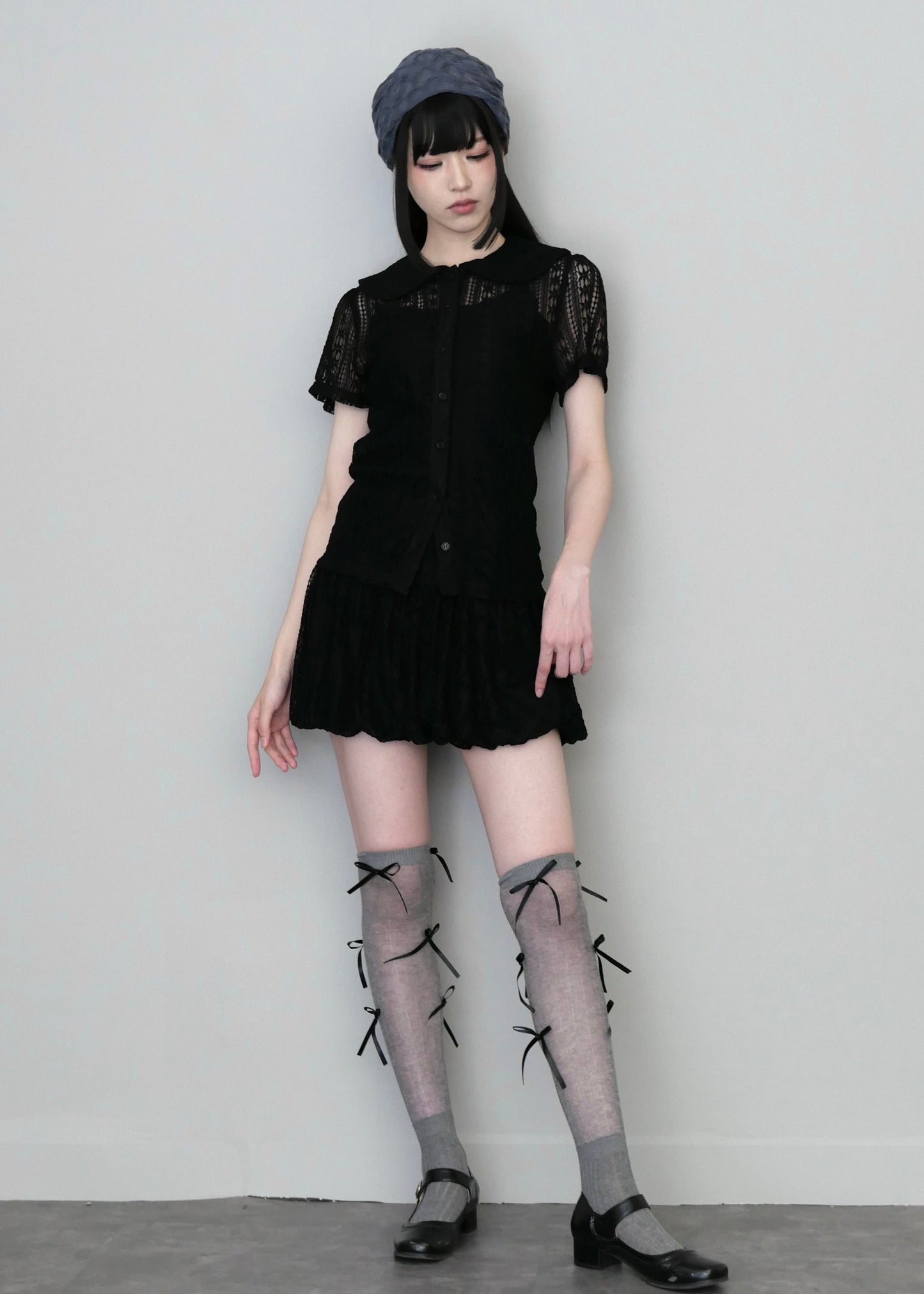 「want to be with lace」blouse-BLACK