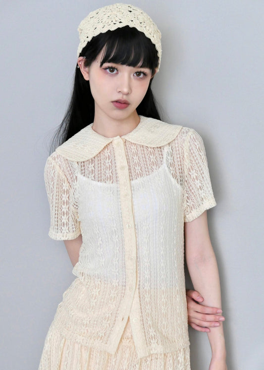 「want to be with lace」blouse-BEIGE