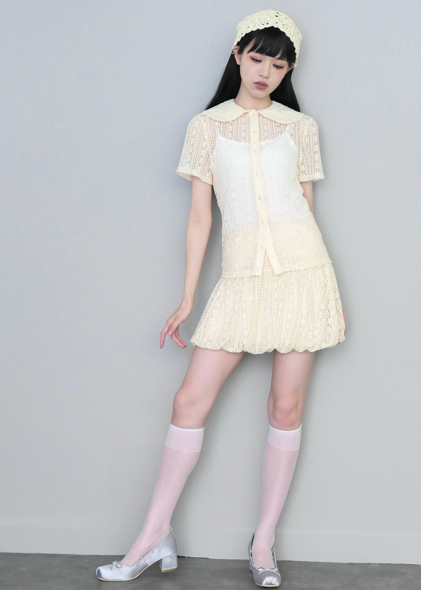 「want to be with lace」blouse-BEIGE