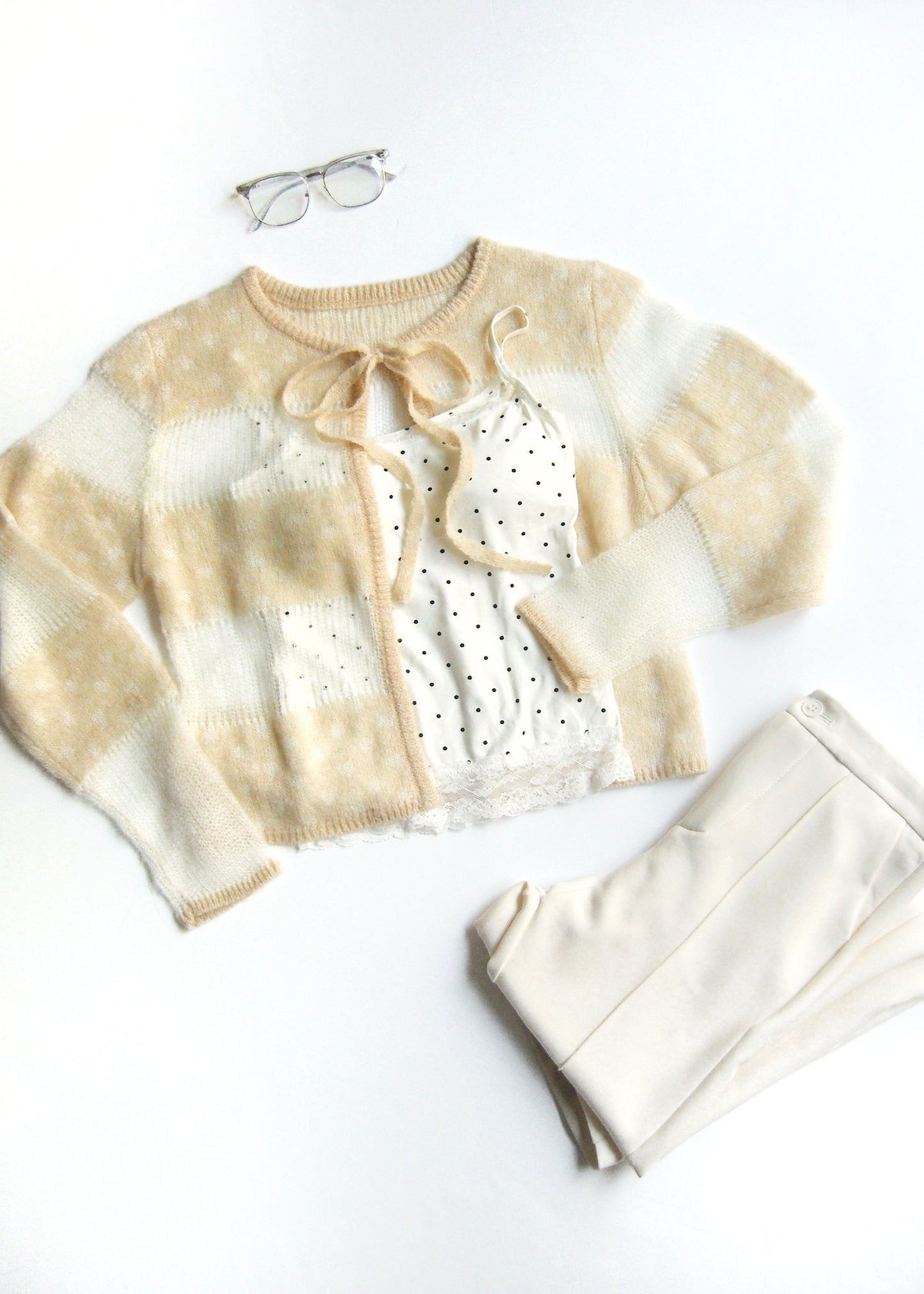 color dot knit cardigan-IVORY