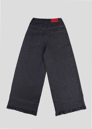 pintuck loose denim pants