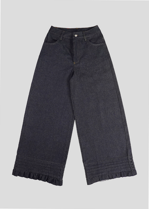 pintuck loose denim pants