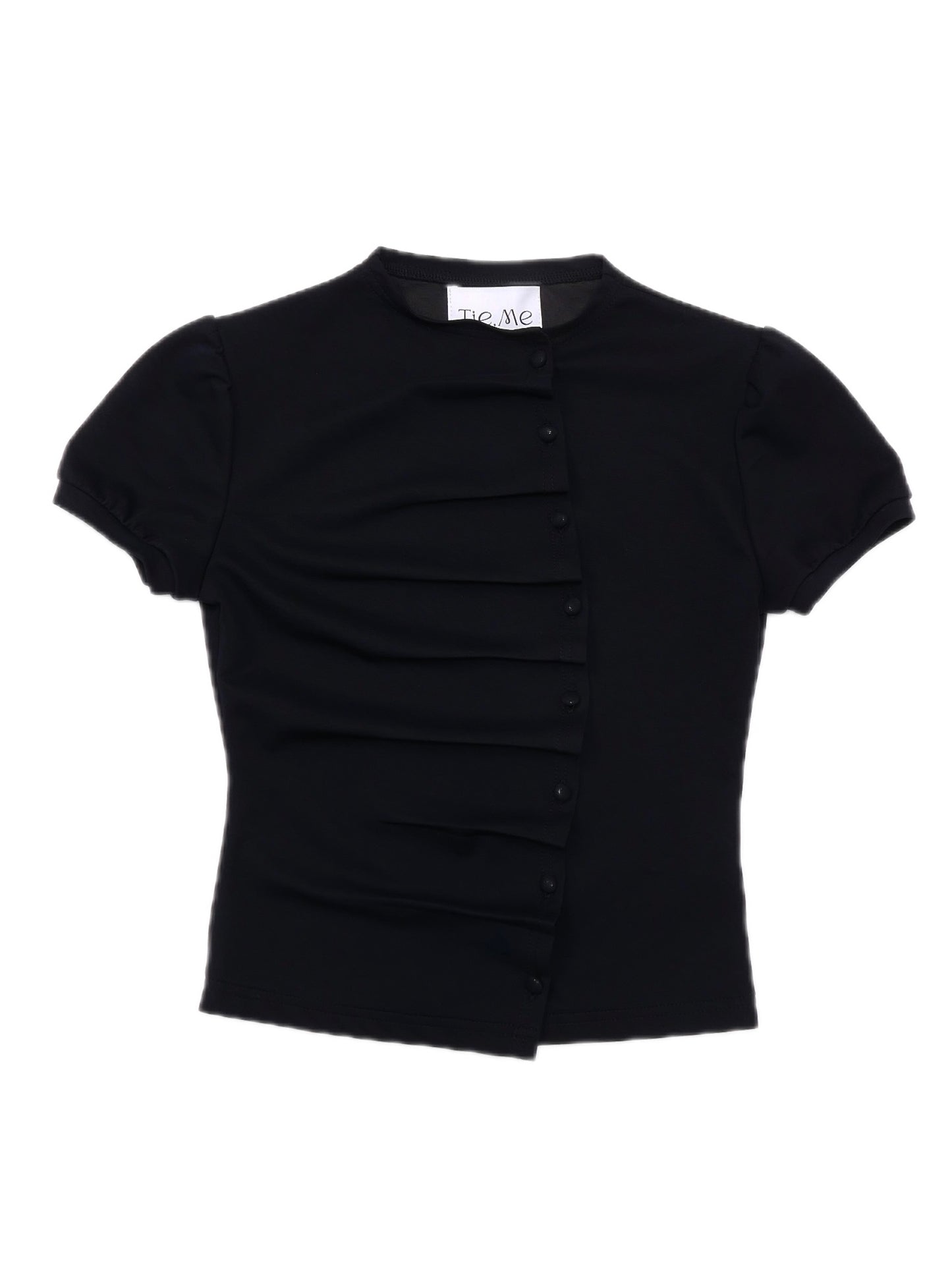 button up T-shirt-BLACK